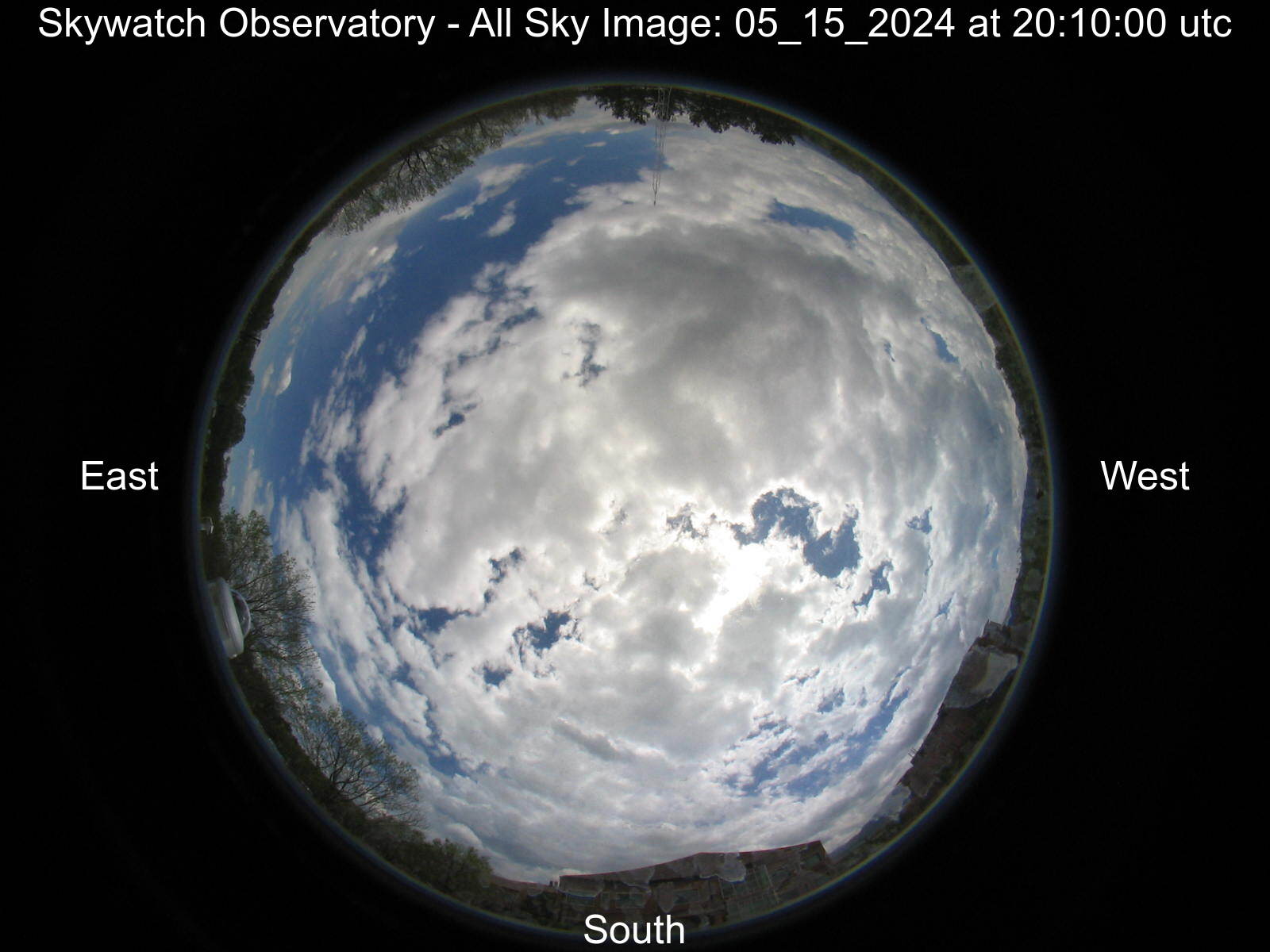 Hemispheric view of the sky above the observatory